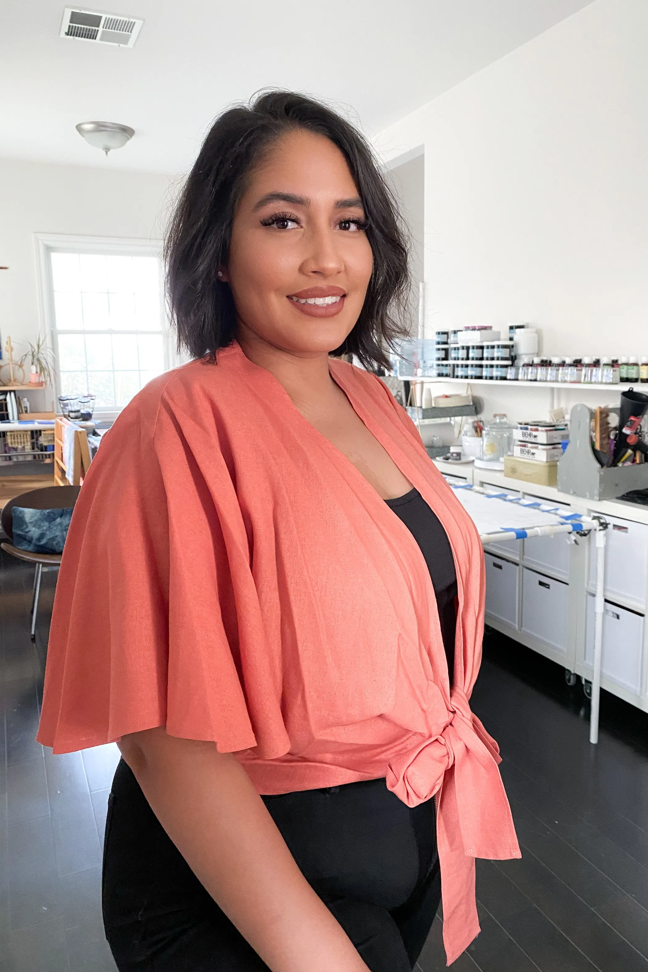 Valentina Wrap Top in Linen