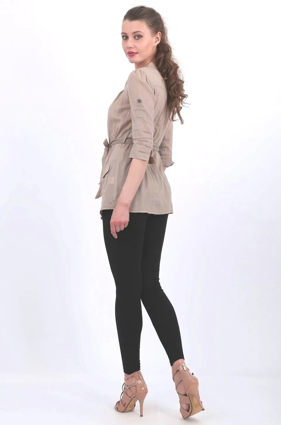 Valeria long shirt in taupe