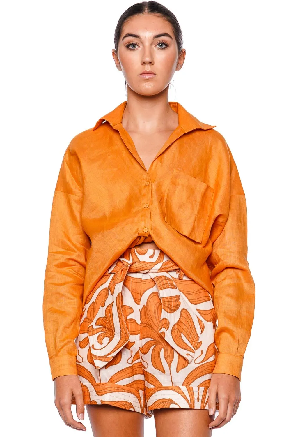 Vedado Printed Linen Tie Waist Short