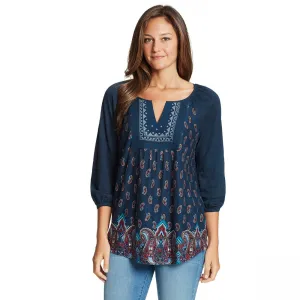 Vintage America Women's Raglan 3/4 Sleeve Peasant Top