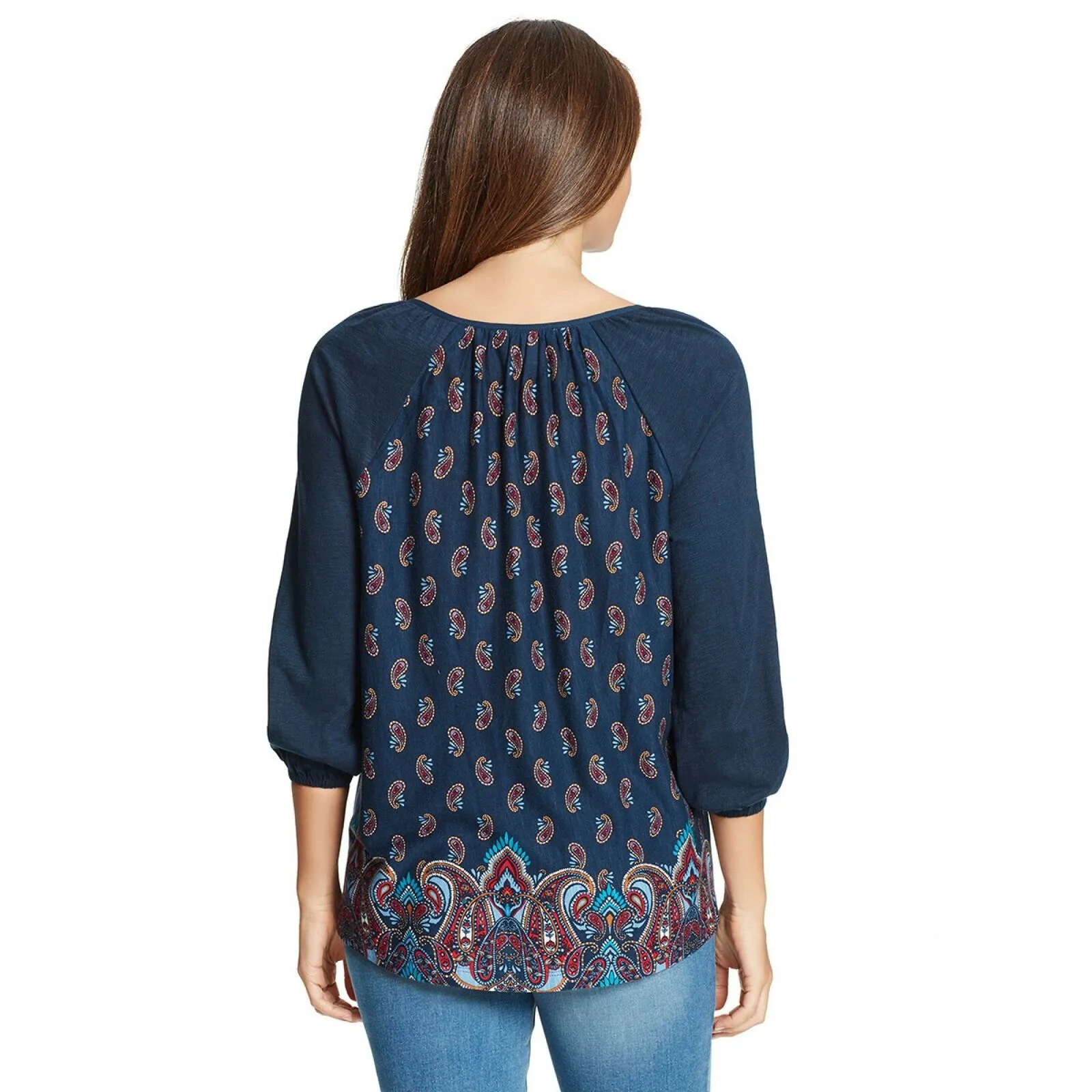 Vintage America Women's Raglan 3/4 Sleeve Peasant Top