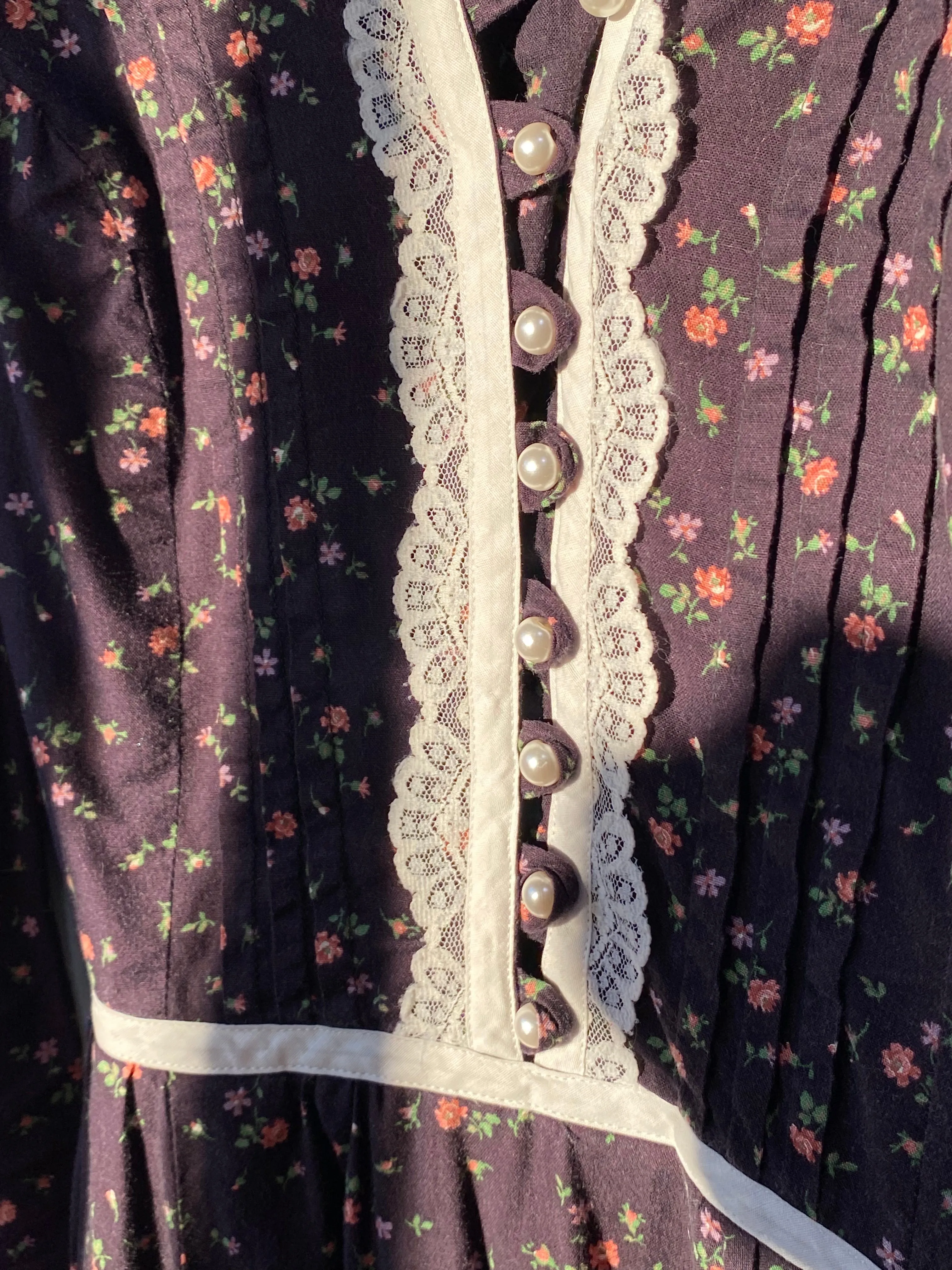 Vintage Dark Purple Prairie Midi Dress