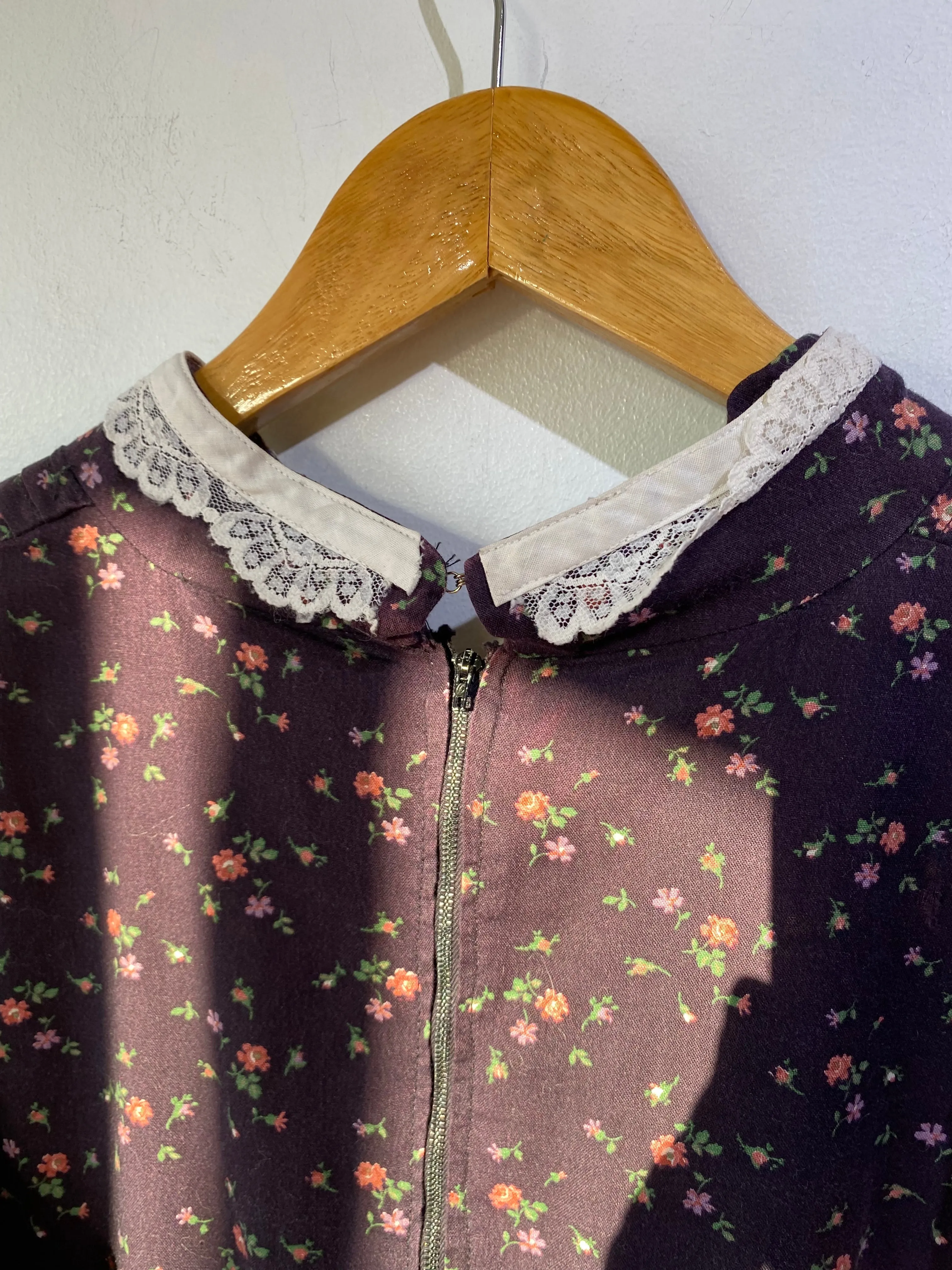 Vintage Dark Purple Prairie Midi Dress