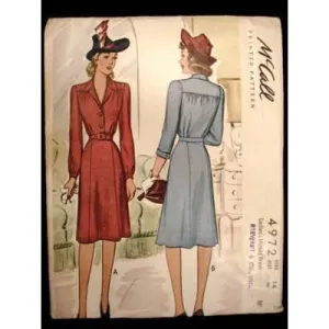 Vintage McCalls Sewing Pattern 4972 Miss Belted Dress Sz 14 42