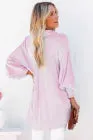 Walton Smocked Cuffed Striped Boyfriend Shirt with Pocket- Pink