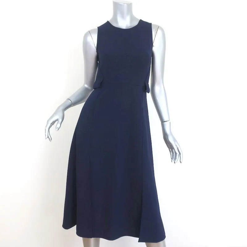 Whistles Midi Dress Navy Crepe US 0 Sleeveless Belted
