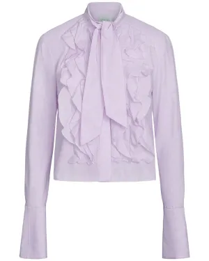White and Purple Stripe Pleated Patti Blouse