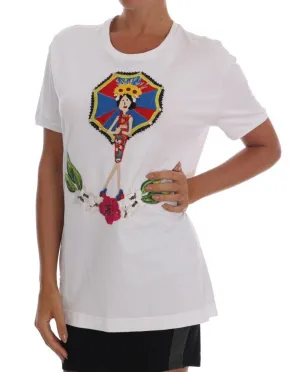 White Crystal Embellished MAMA Top T-Shirt