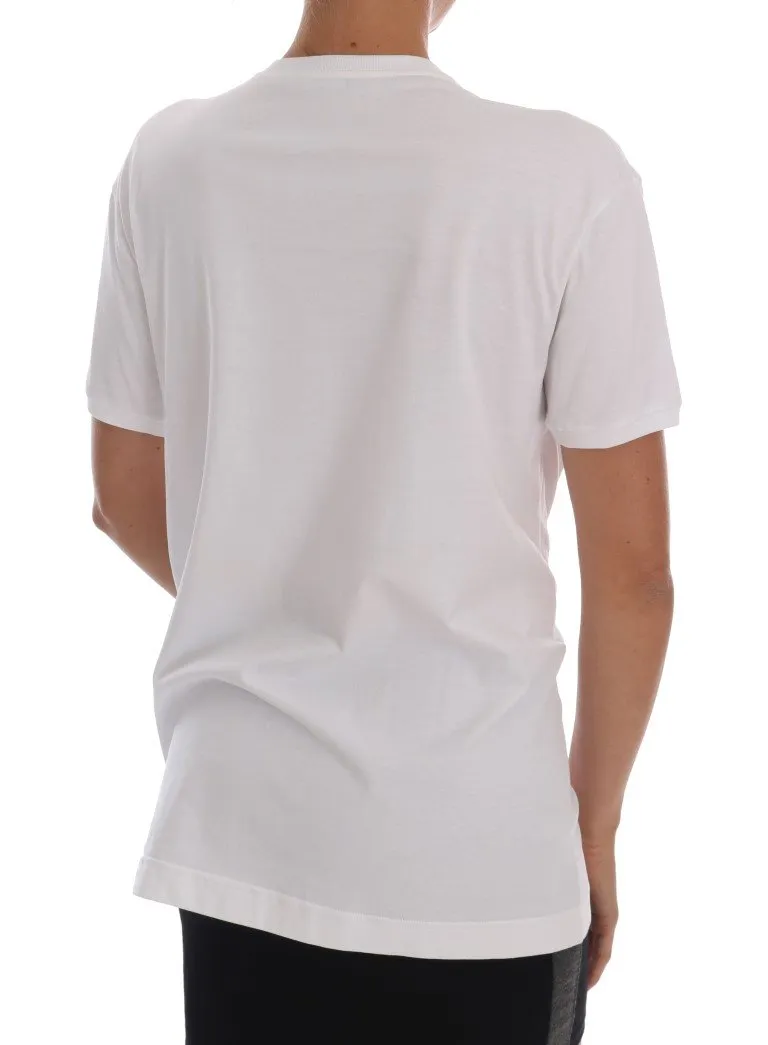 White Crystal Embellished MAMA Top T-Shirt