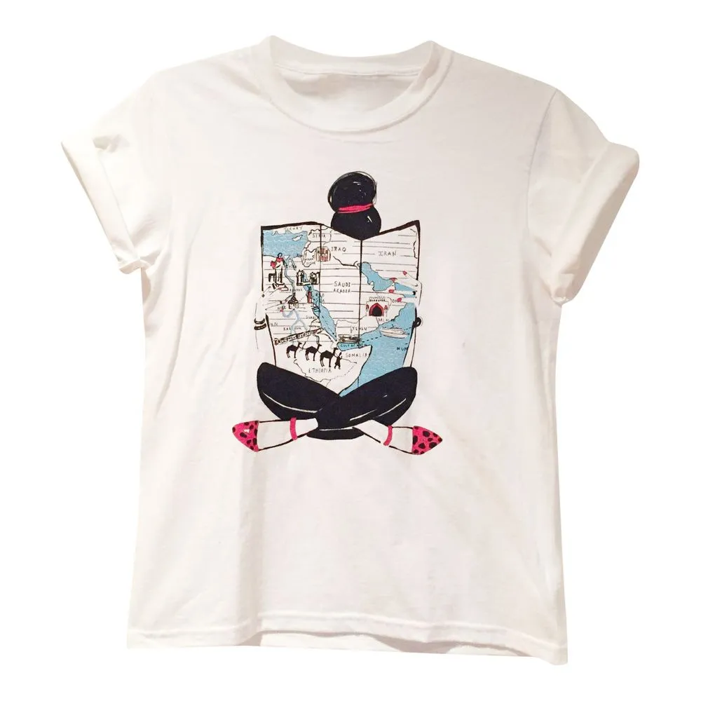 White Graphic "Map Girl" Women's Tee