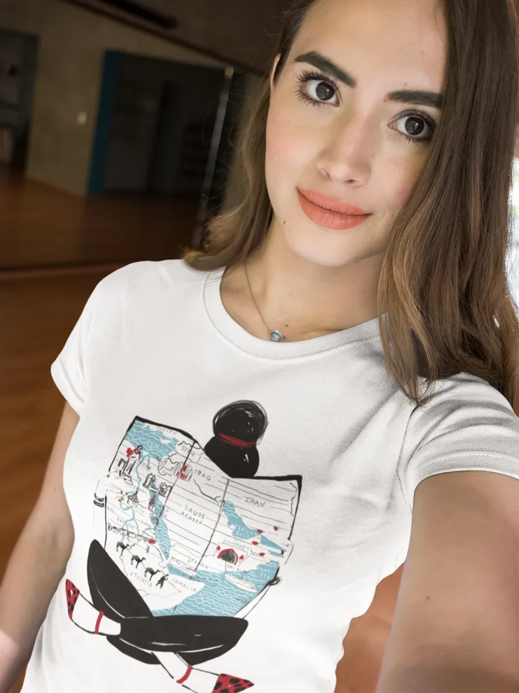 White Graphic "Map Girl" Women's Tee