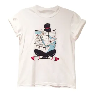 White Graphic "Map Girl" Women's Tee