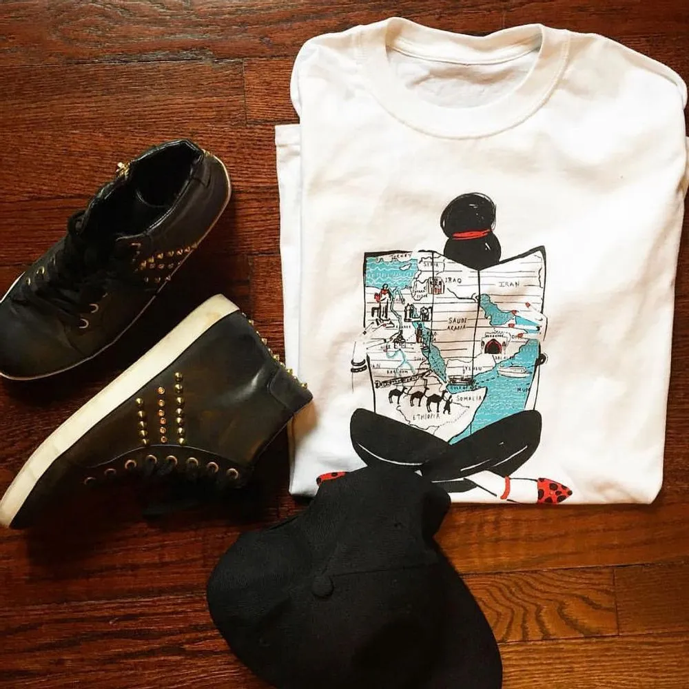 White Graphic "Map Girl" Women's Tee