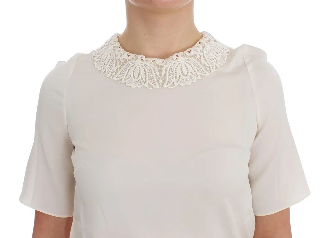 White lace silk blouse