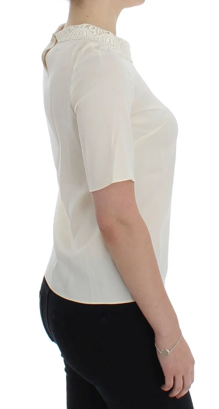 White lace silk blouse
