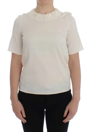White lace silk blouse