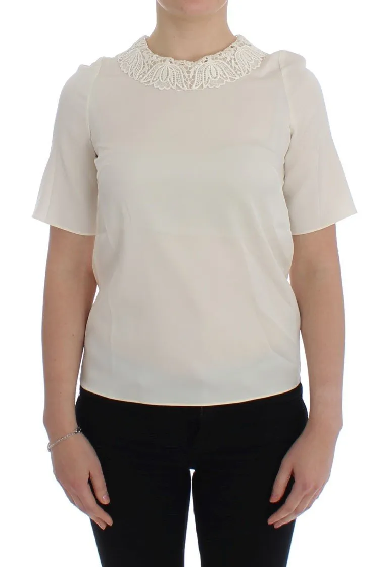 White lace silk blouse