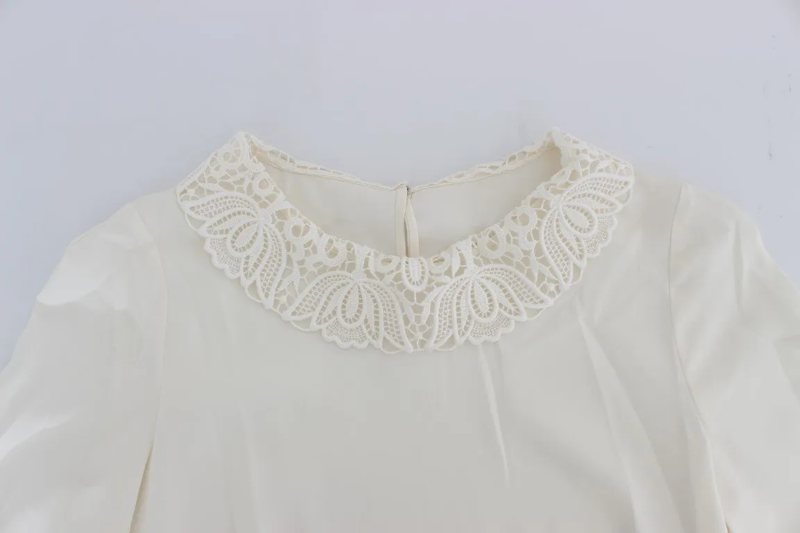 White lace silk blouse