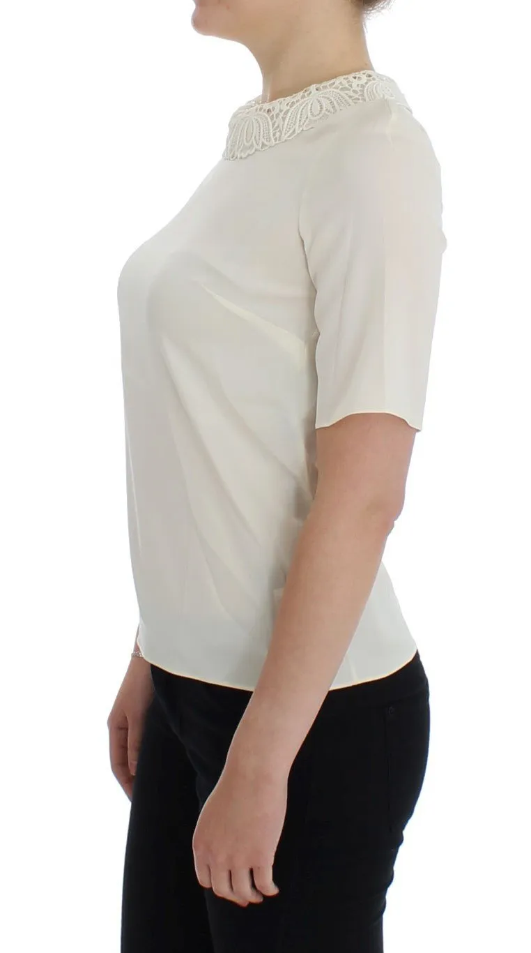 White lace silk blouse