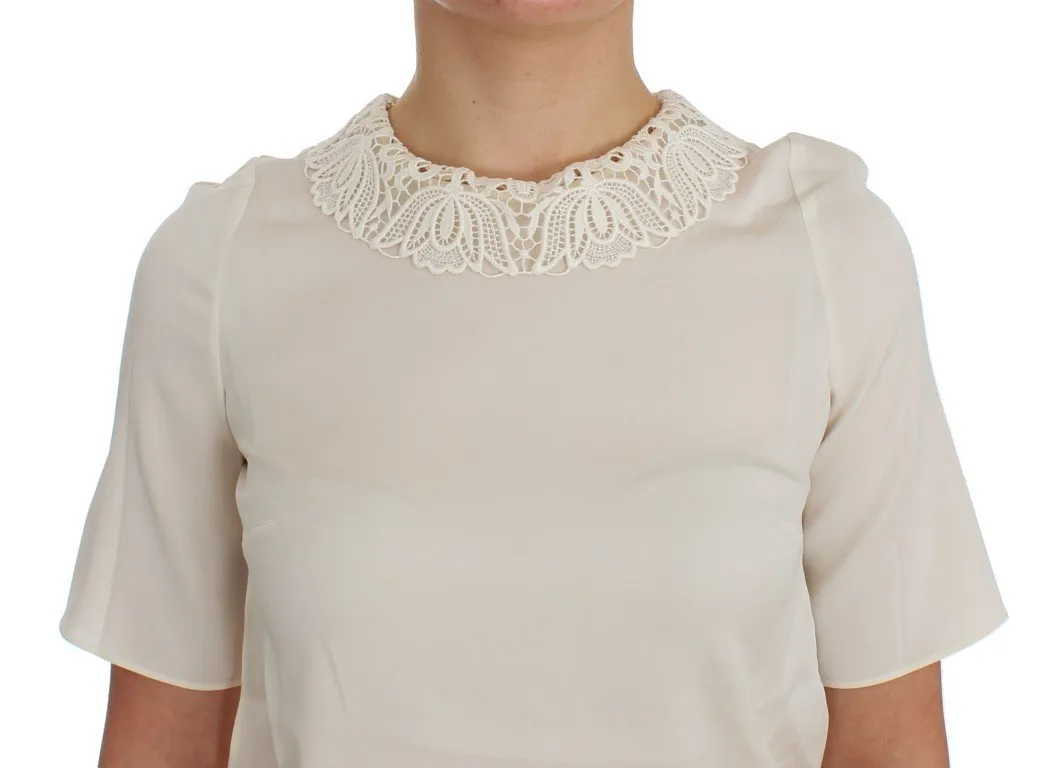 White lace silk blouse