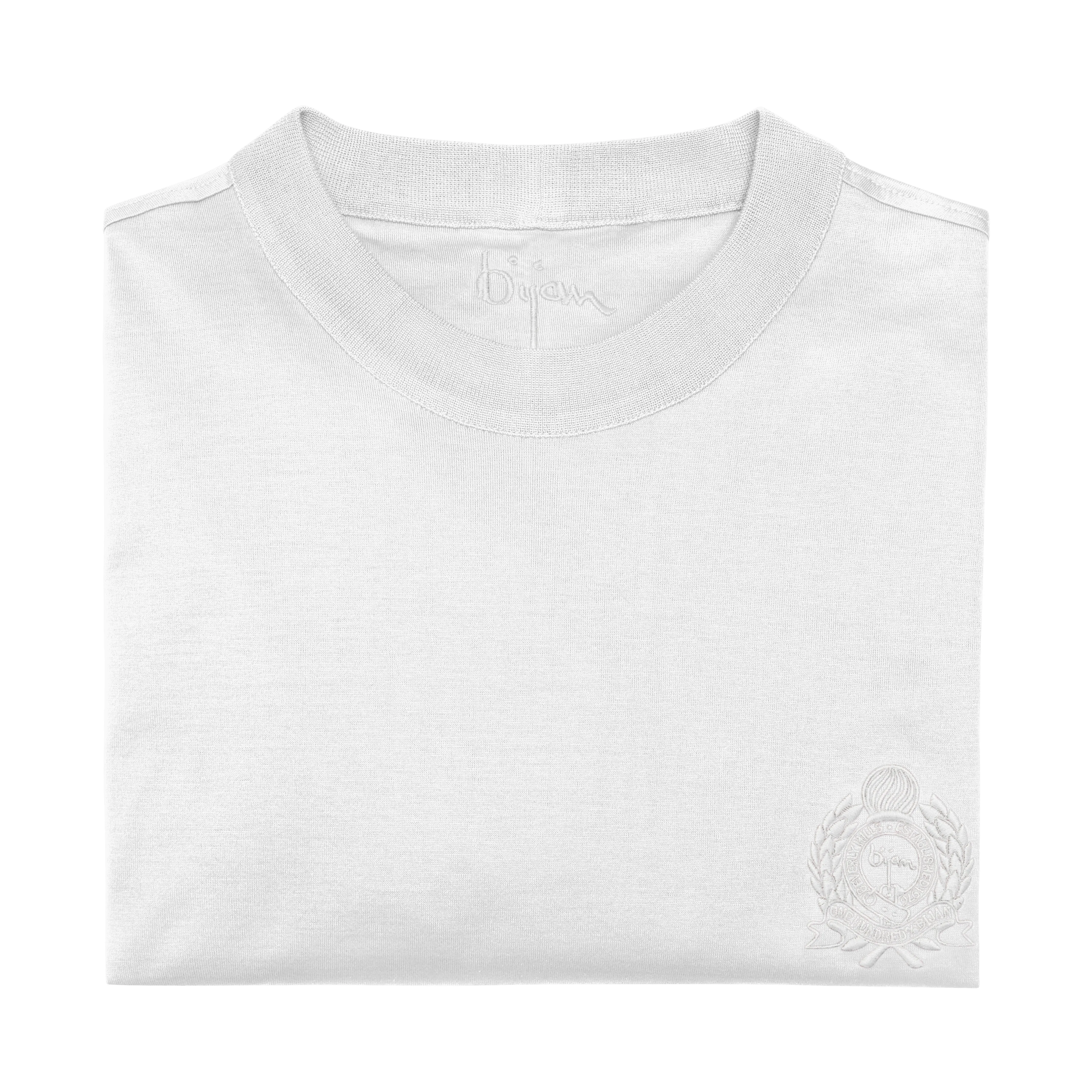 White with White Crest Short Sleeve T-Shirt