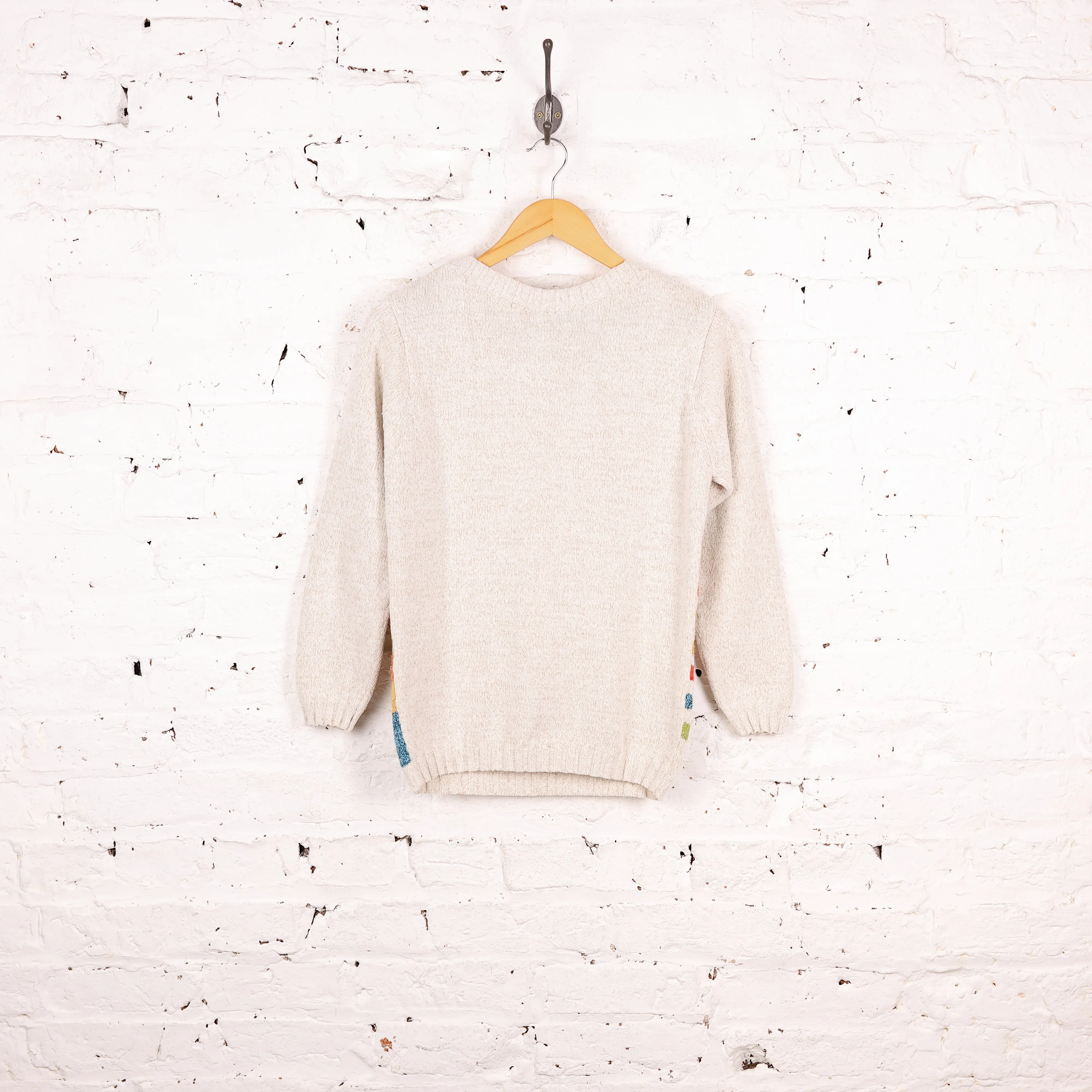 Women's 90s Pattern Knit Jumper - Beige - Women's S