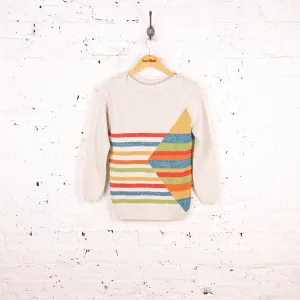 Women's 90s Pattern Knit Jumper - Beige - Women's S
