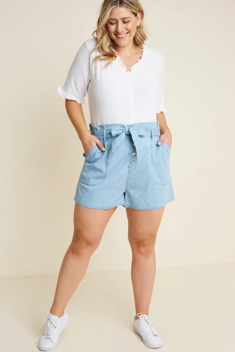 Women's Belted High-Rise Paperbag Shorts