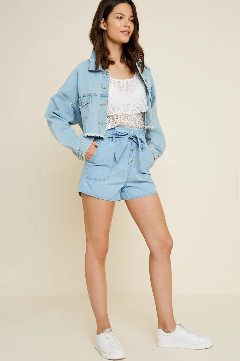 Women's Belted High-Rise Paperbag Shorts