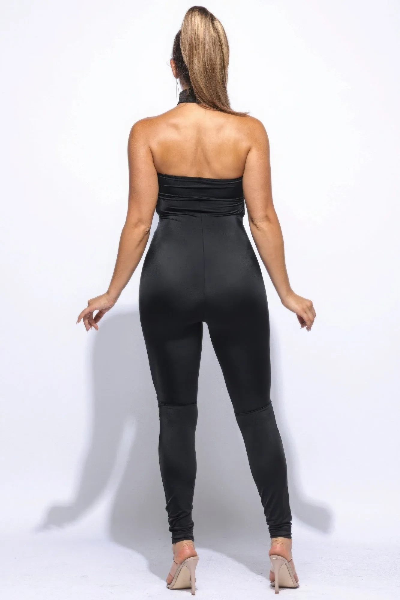 Womens Black Choker Tube Jumpsuit