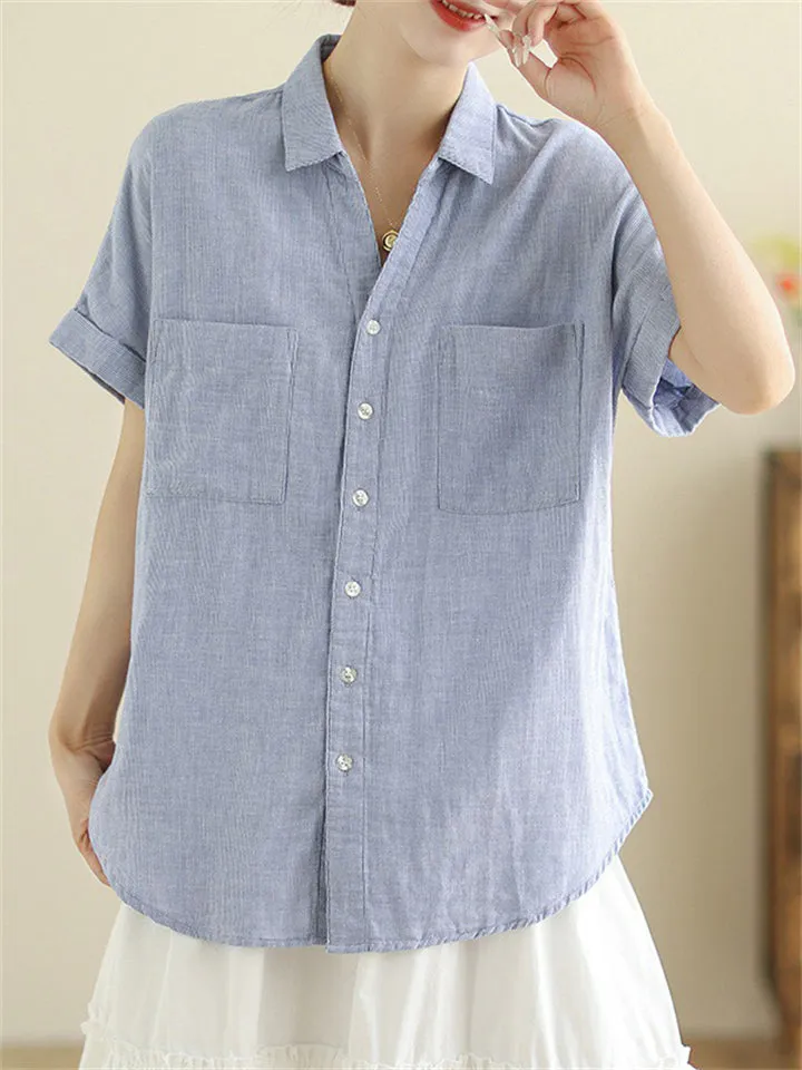 Women's Button Up Striped Skin-friendly Comfy Shirt