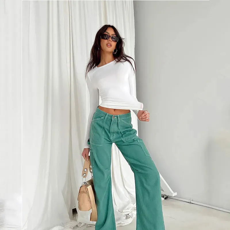 Women's Casual Long Sleeve T-Shirt Spring Autumn Solid Slim Fit Pullovers Shirts Streetwear Base Tees Tops