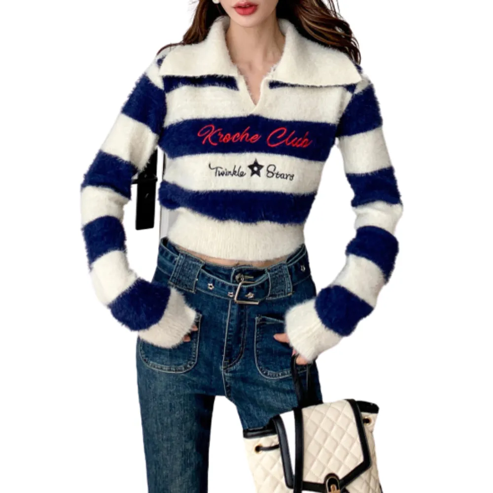 Women's Contrast Striped Sweater
