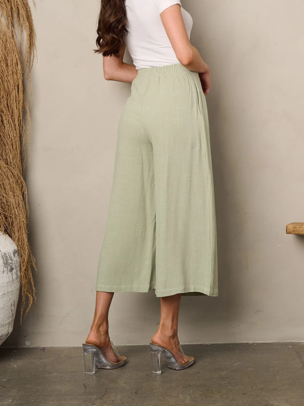 WOMEN'S HIGH WAIST BELL CROP PANTS