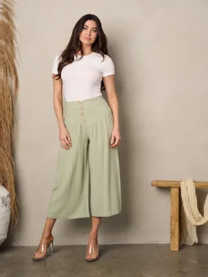 WOMEN'S HIGH WAIST BELL CROP PANTS