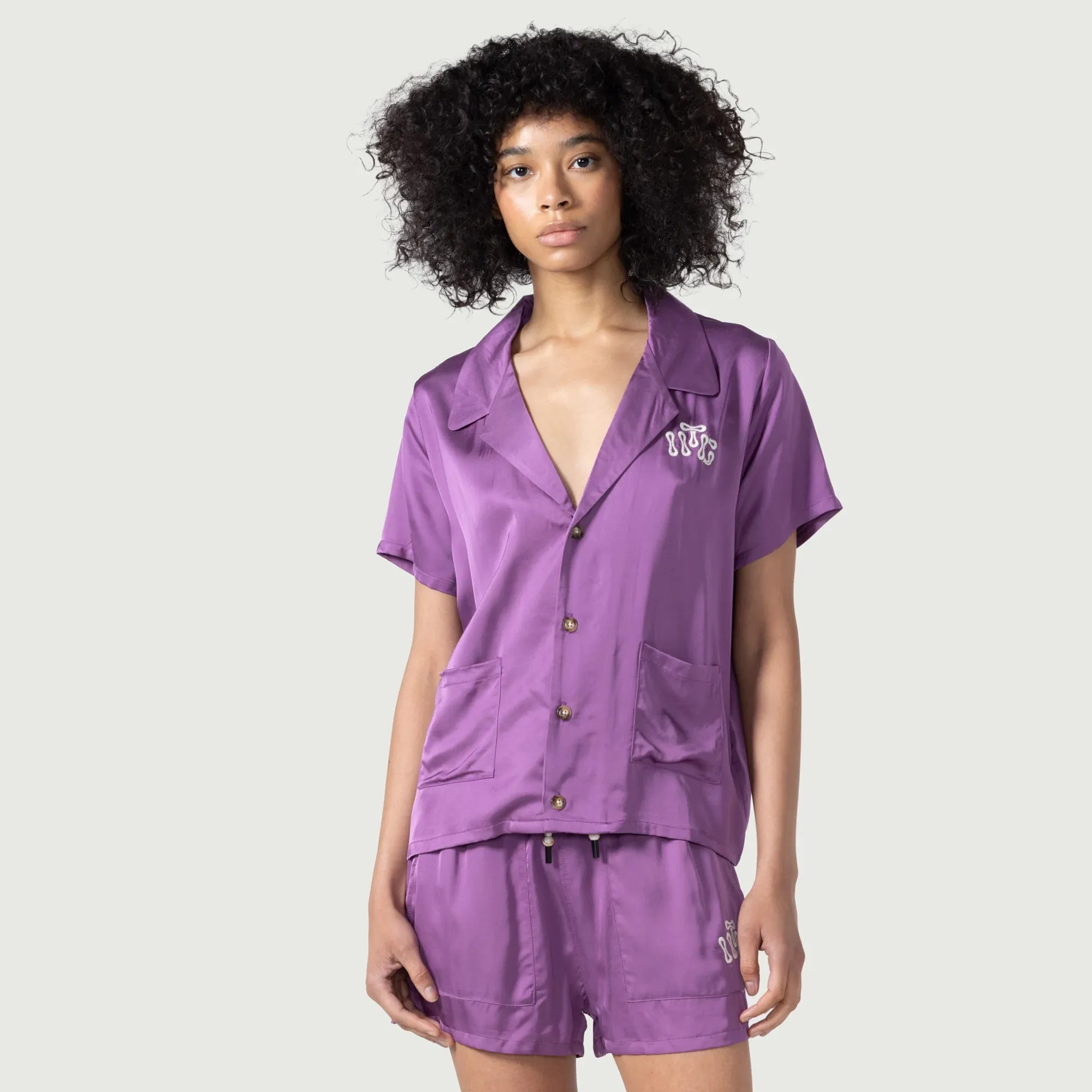 Women's Honor The Gift Camp Shirt Button Up SS 'Purple'