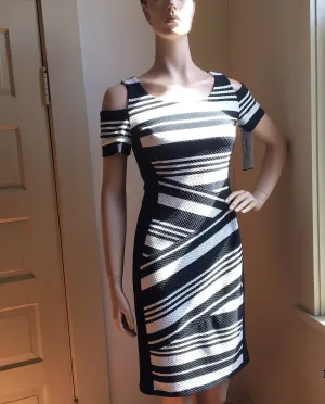 Women's Joseph Ribkoff | Dress with Cut Out Shoulders | Black and White