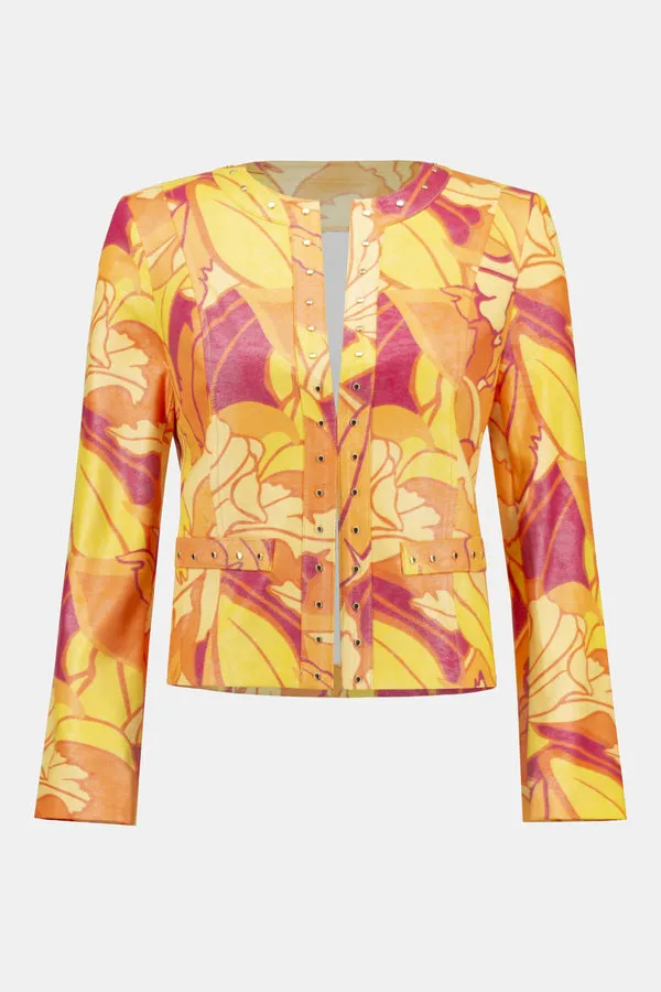 Women's Joseph Ribkoff | Tropical Print Faux Leather Jacket | Multi