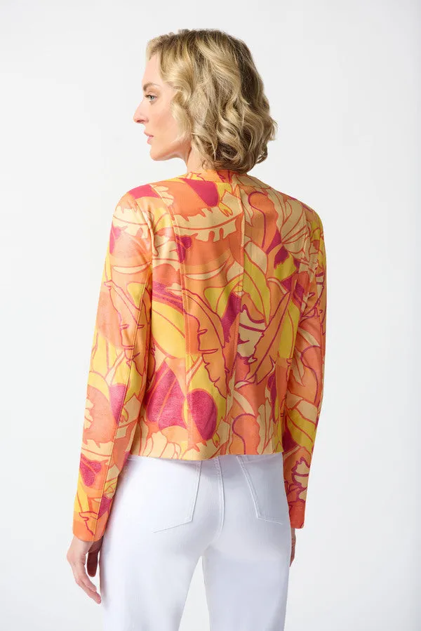 Women's Joseph Ribkoff | Tropical Print Faux Leather Jacket | Multi