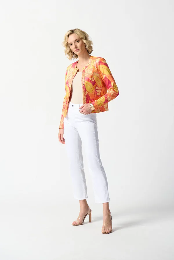 Women's Joseph Ribkoff | Tropical Print Faux Leather Jacket | Multi