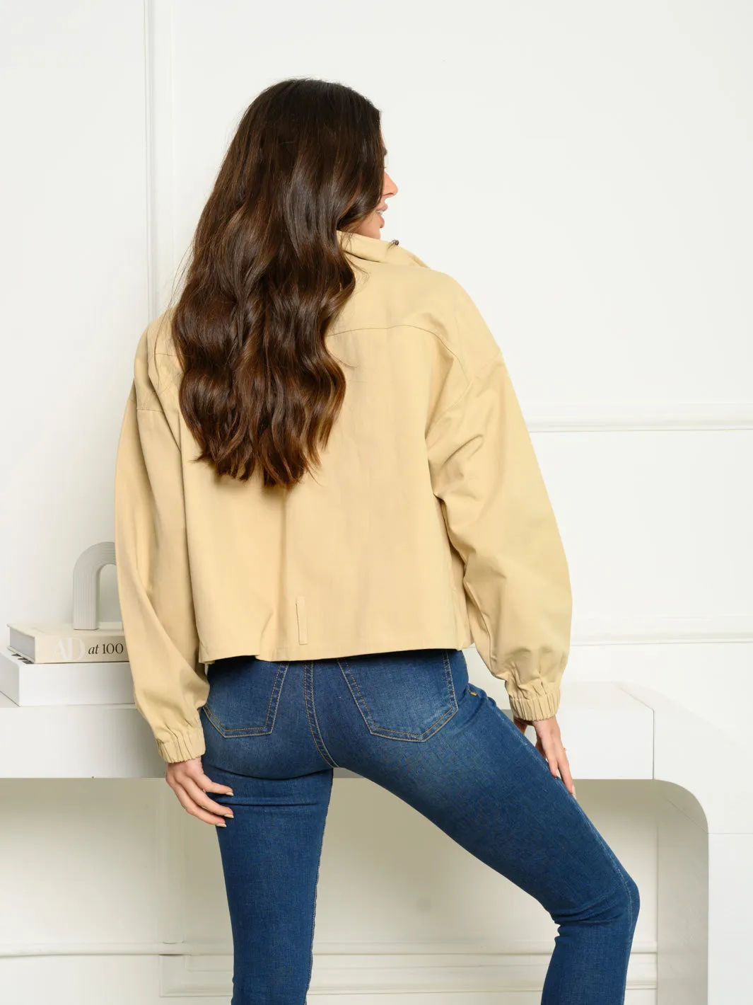 WOMEN'S LONG SLEEVE BELTED BUTTON UP JACKET