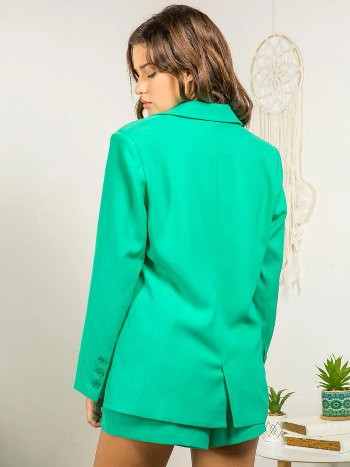 WOMEN'S LONG SLEEVE BLAZER & BELTED SHORTS 2PC. SET