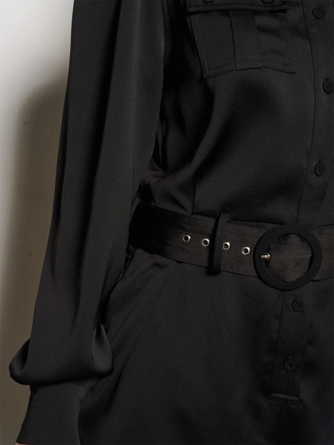 WOMEN'S LONG SLEEVE BUTTON UP POCKETS BELTED ROMPER