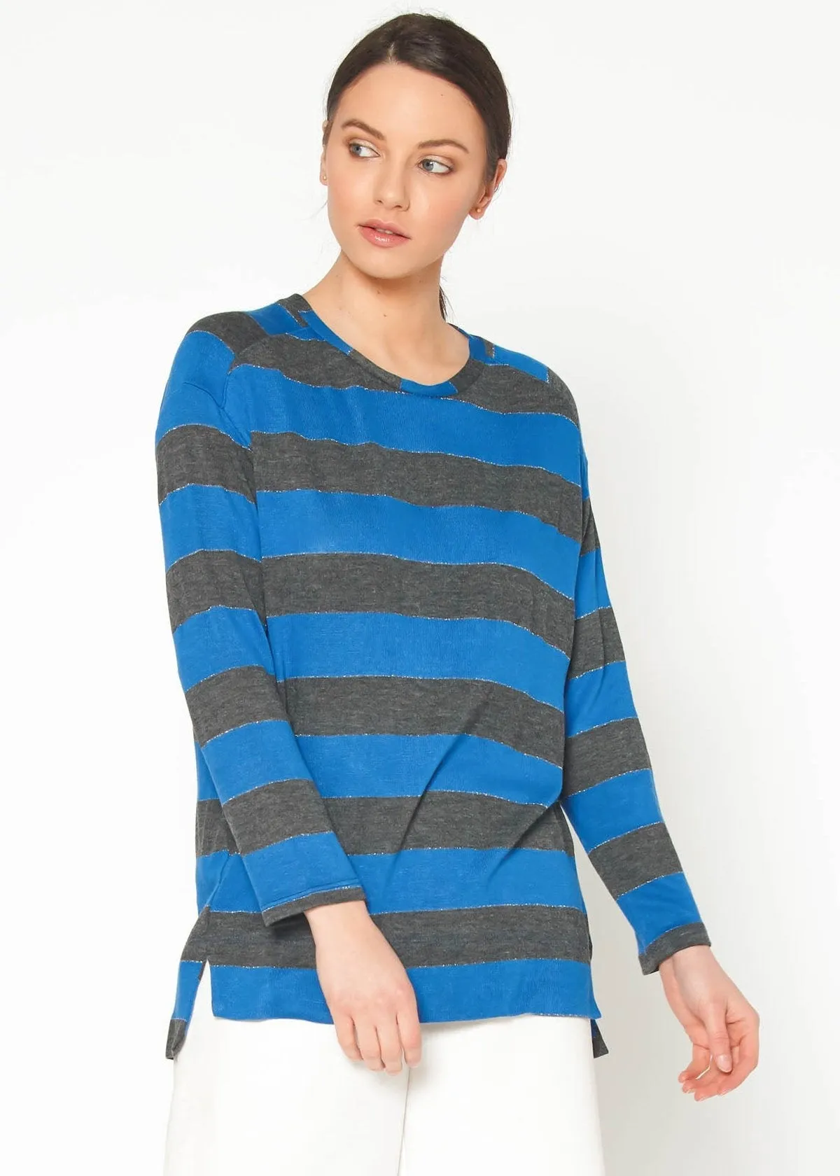 Women's Long Sleeve Crewneck Stripe Tee