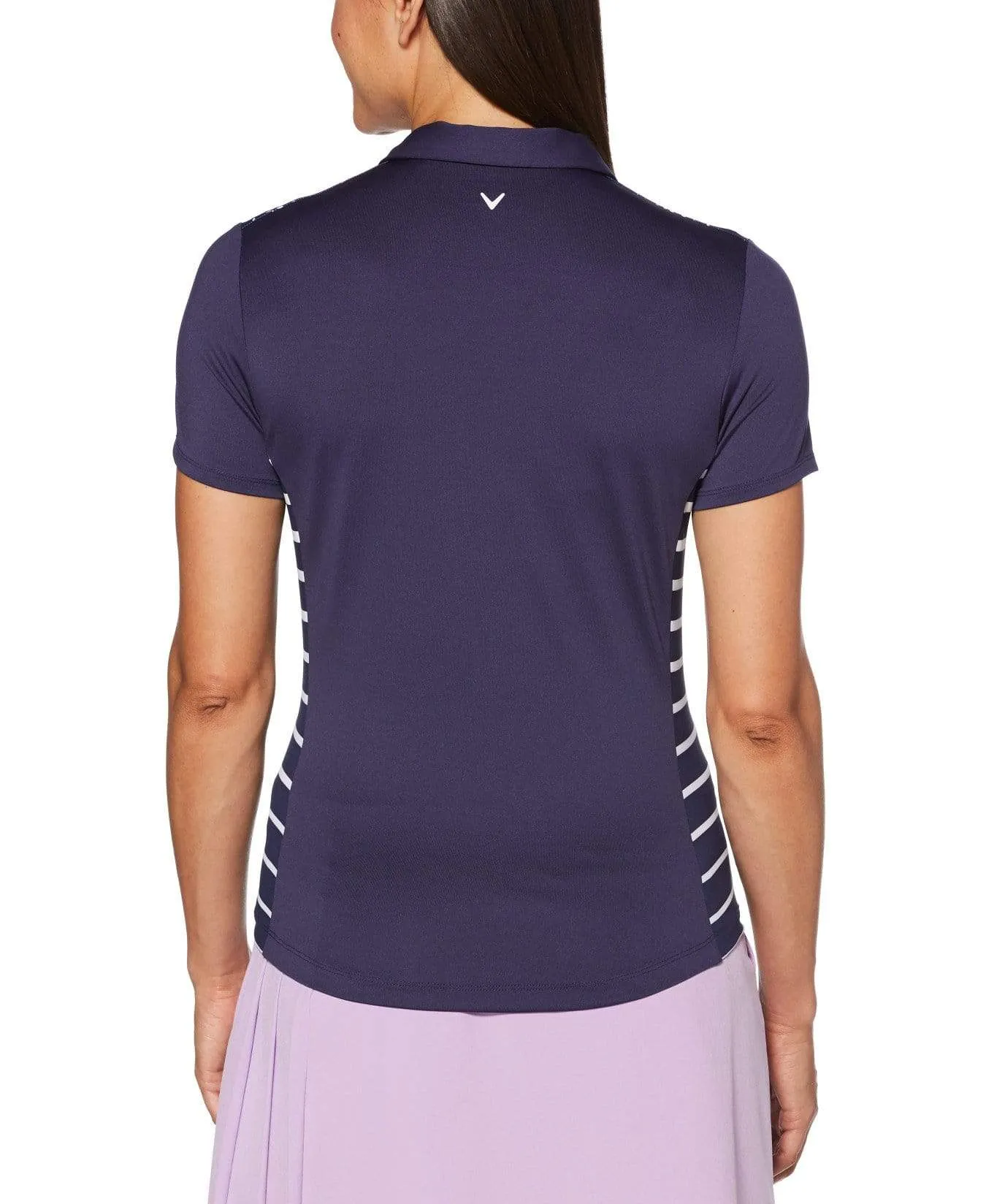 Womens Mini Print Stripe Polo
