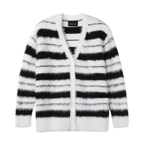 Women's Mohair Striped Knitted Cardigan