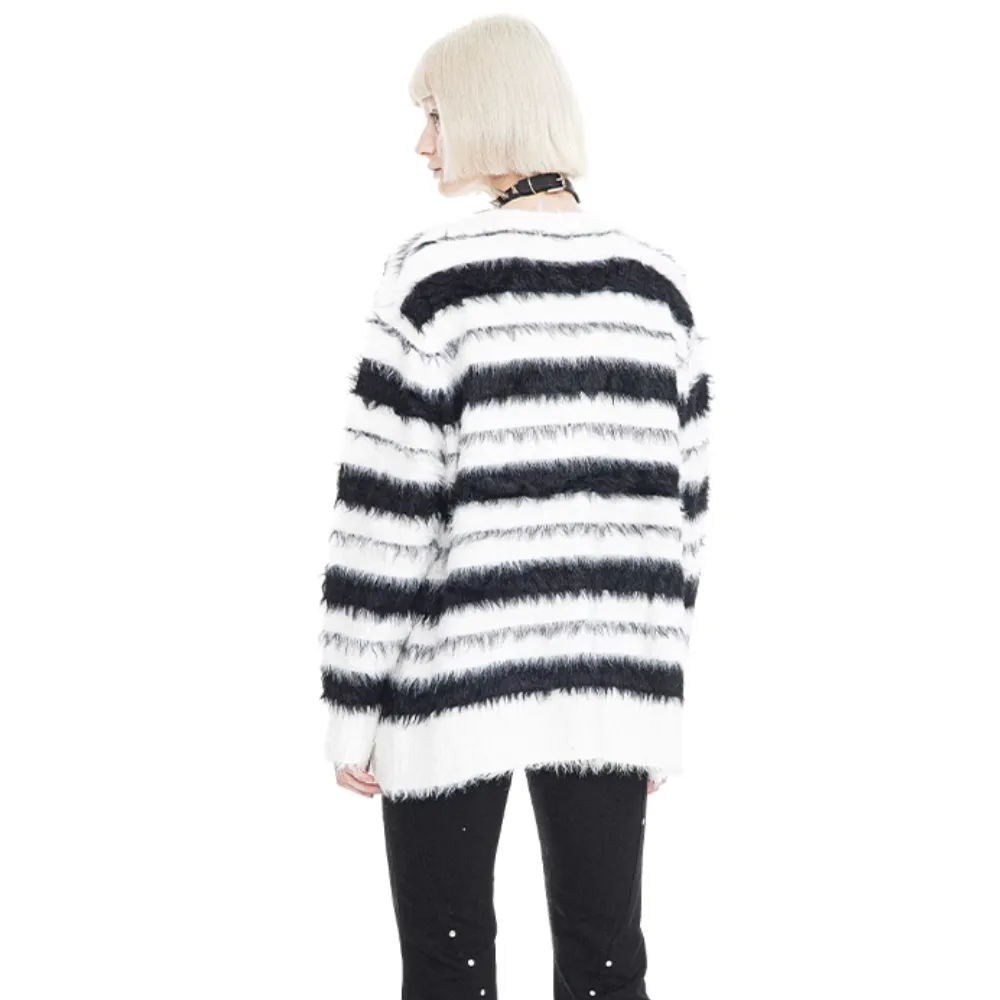 Women's Mohair Striped Knitted Cardigan