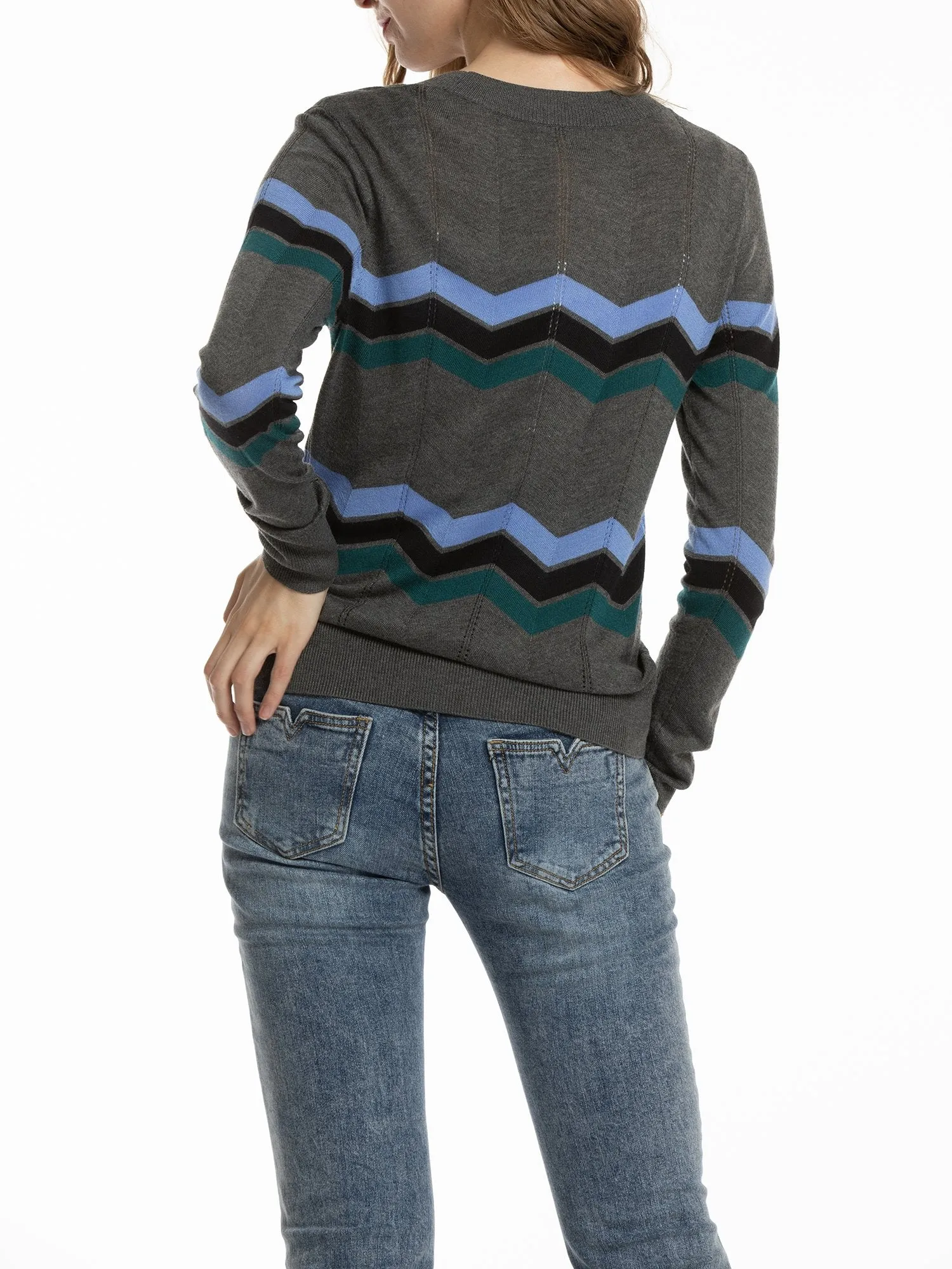 Women's Pullover Zigzag Striped Sweater