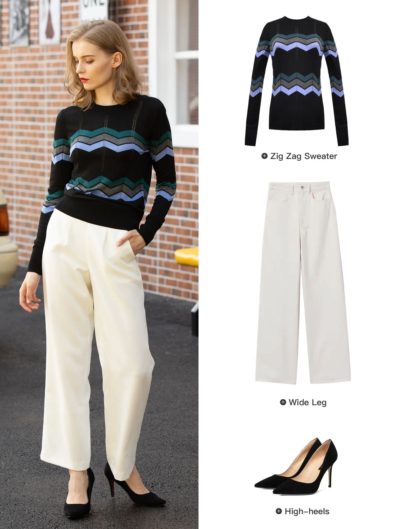 Women's Pullover Zigzag Striped Sweater