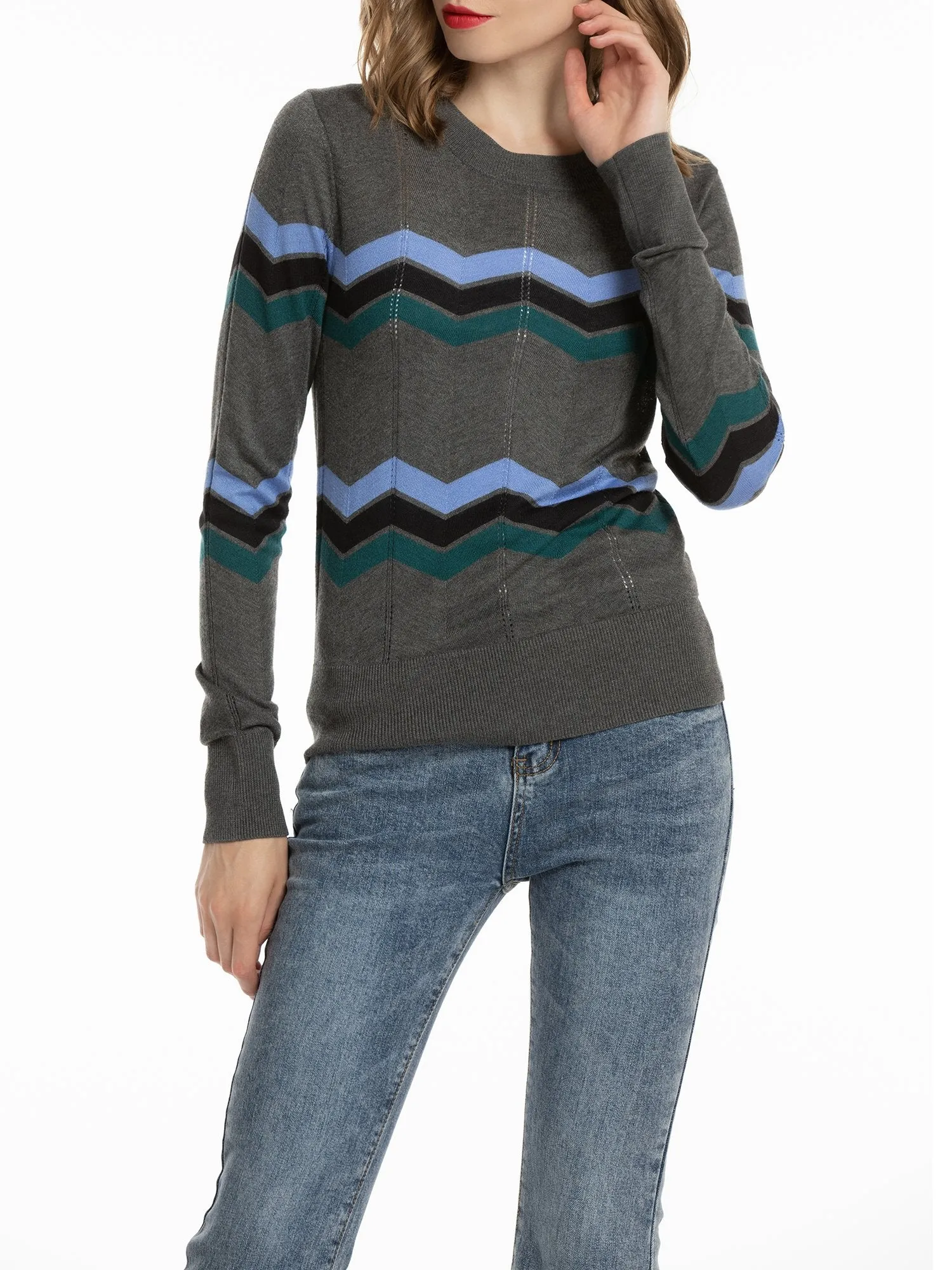 Women's Pullover Zigzag Striped Sweater